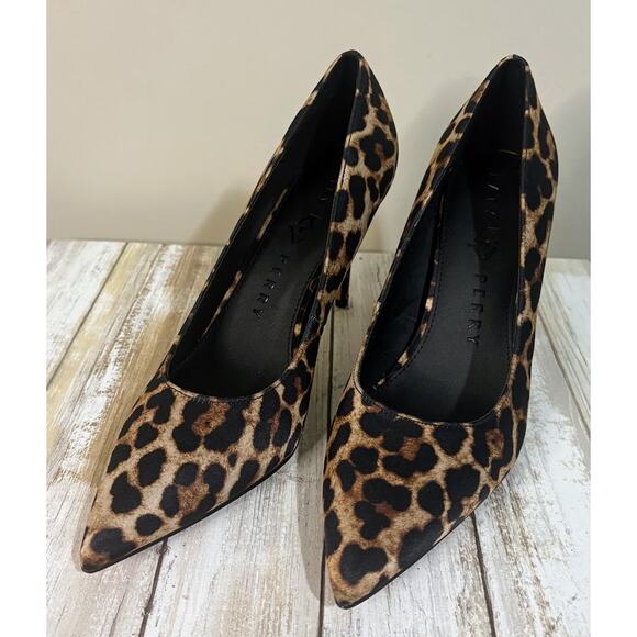 Katy Perry The Revival Pump Leopard Print Satin Stiletto Heels Size 9.5M NWB - Picture 1 of 8